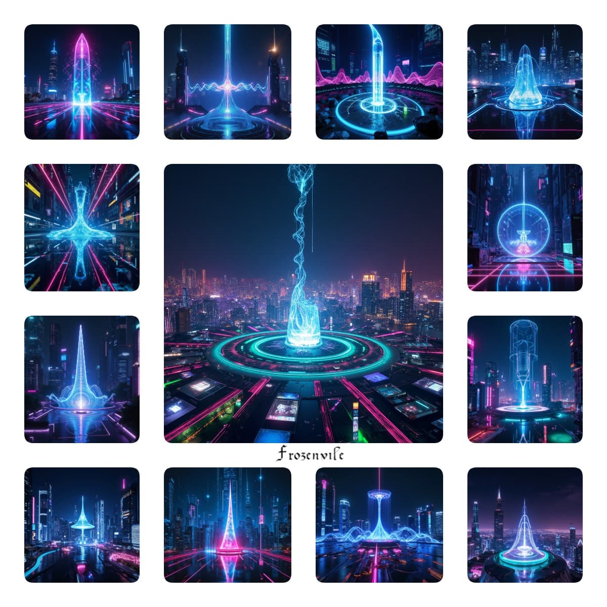 Неоновый Ритуал Будущего — Пак из 15 Обложек в Стиле Techno Cinematic