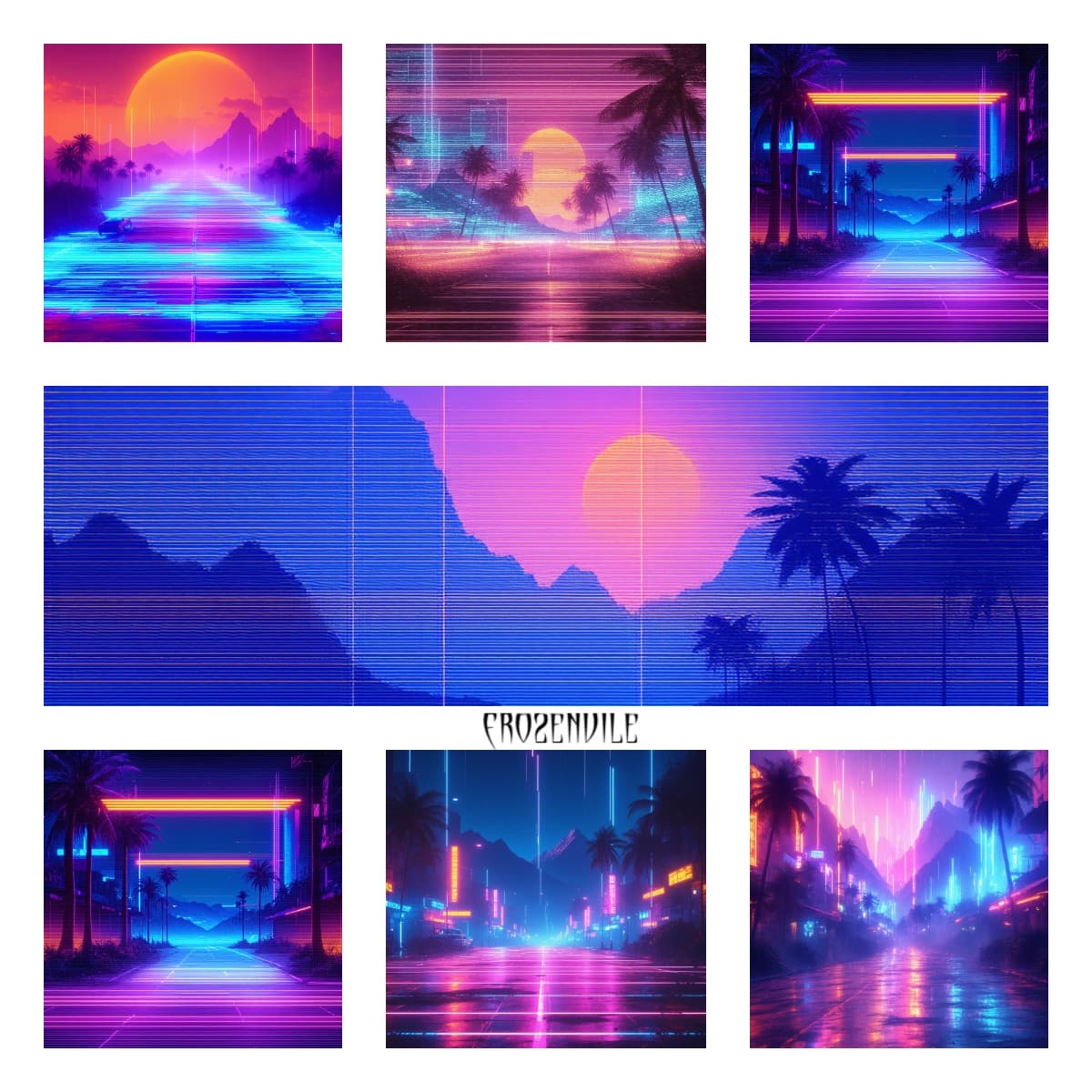 Techno Pulse — Пак из 17 обложек в неоновом стиле