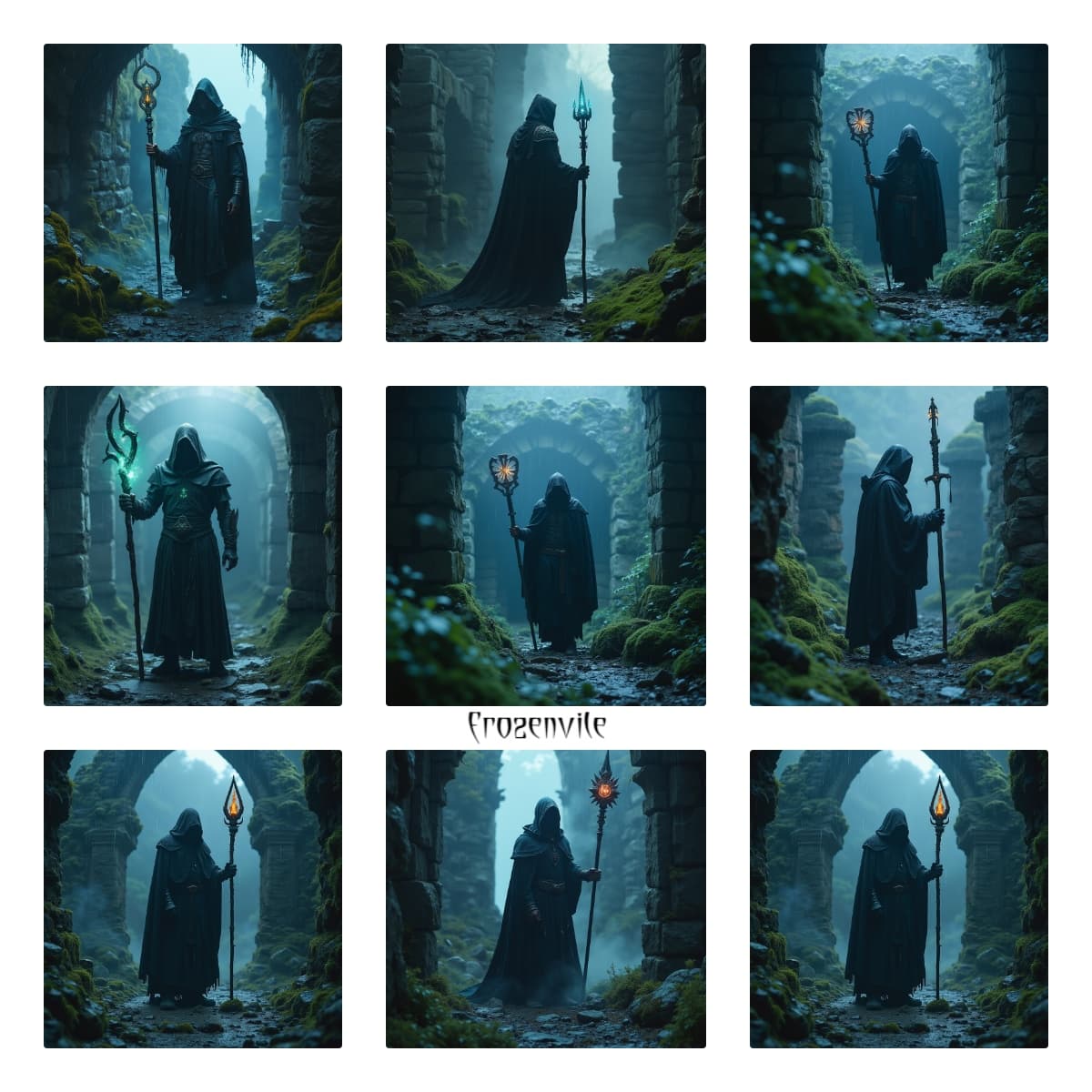 Таинственный некромант в кельтских руинах — 27 мрачных кинематографичных обложек