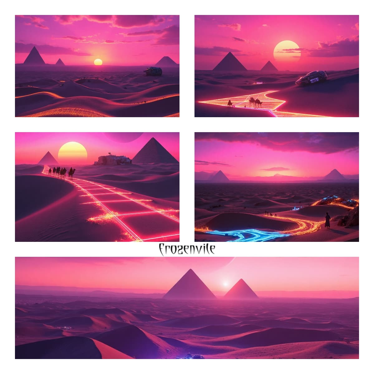 Arabian Synthwave — пак из 6 неоновых восточных обложек в стиле ретрофутуризма